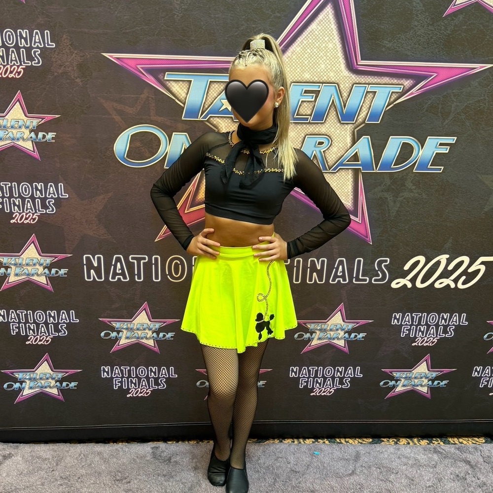 Neon Yellow Dance Skirt with Black Top